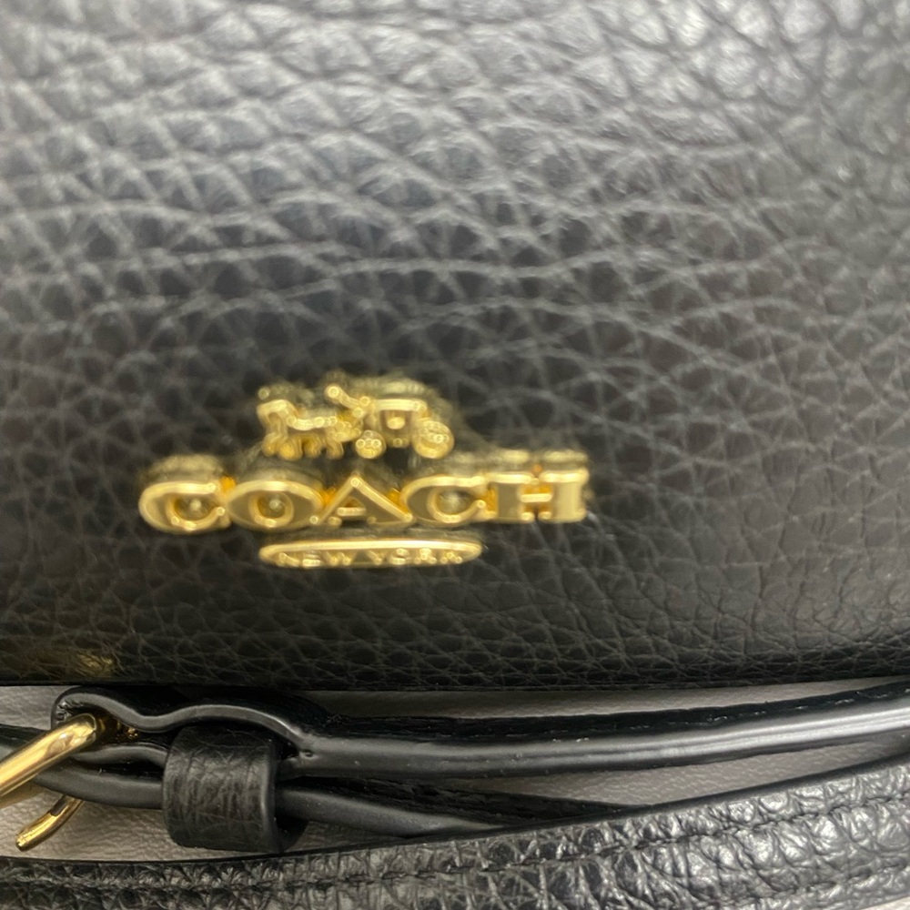 💯Authentic Coach Double Zipper Pebbled Black Leather Crossbody Bag-NWOT - Picture 2 of 10